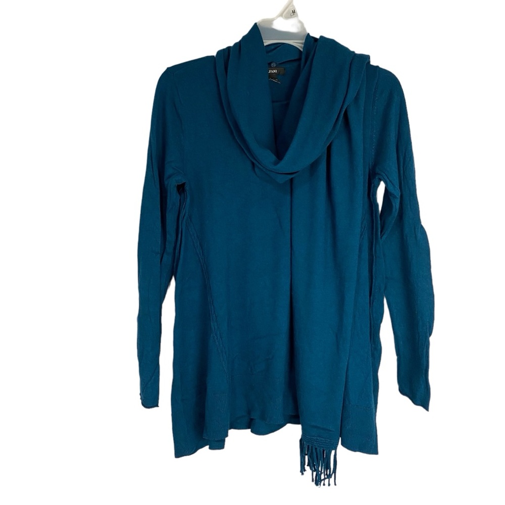 Alfani swing sweater with detachable scarf long sleeve dark teal blue size small